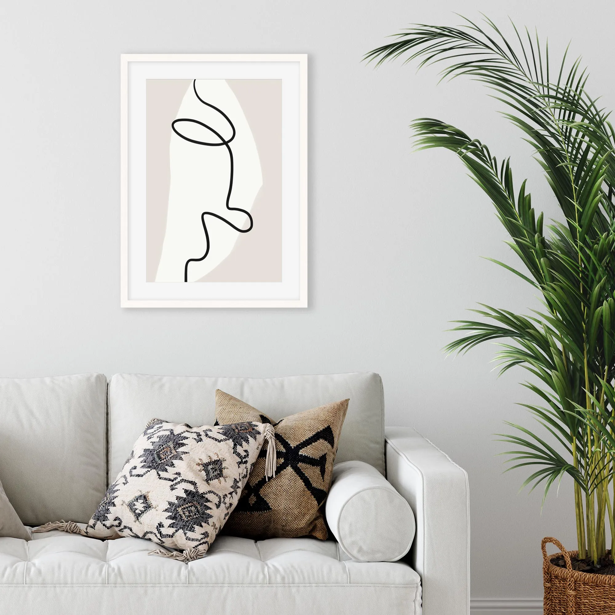 Abstract Face Line Framed Art