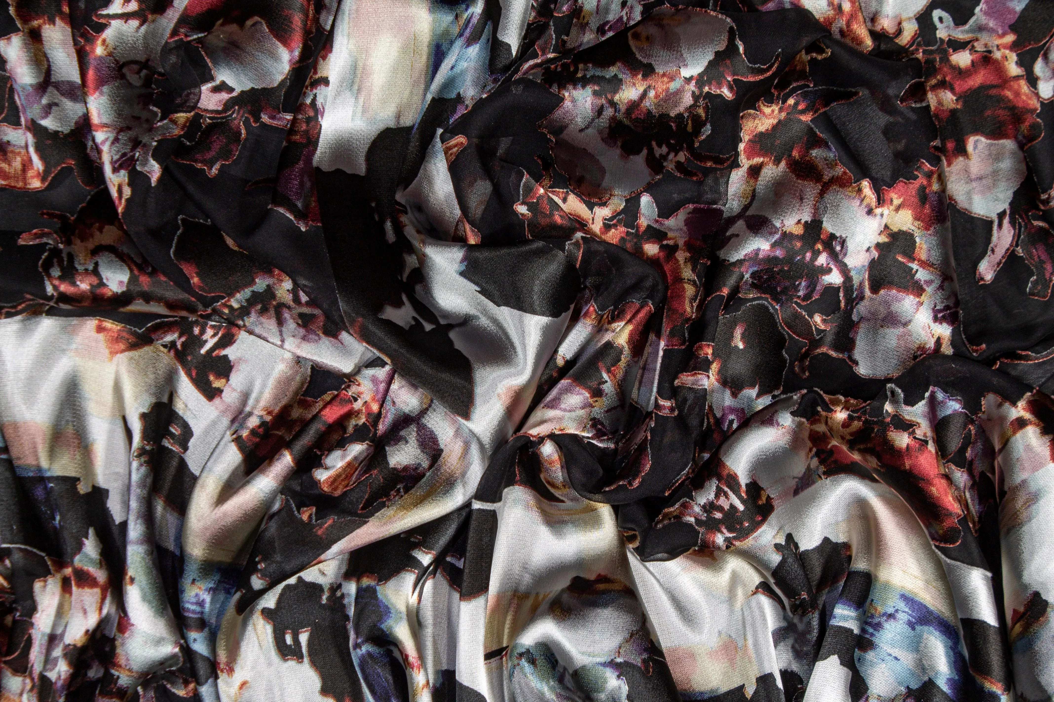 Abstract Floral Silk Chiffon Burnout