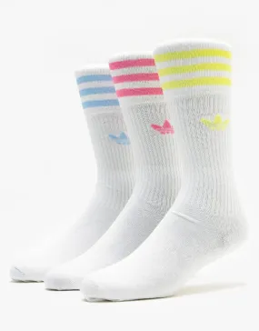 adidas Skateboarding Solid Crew 3 Pack Socks - White/Yellow/Roston/Amb