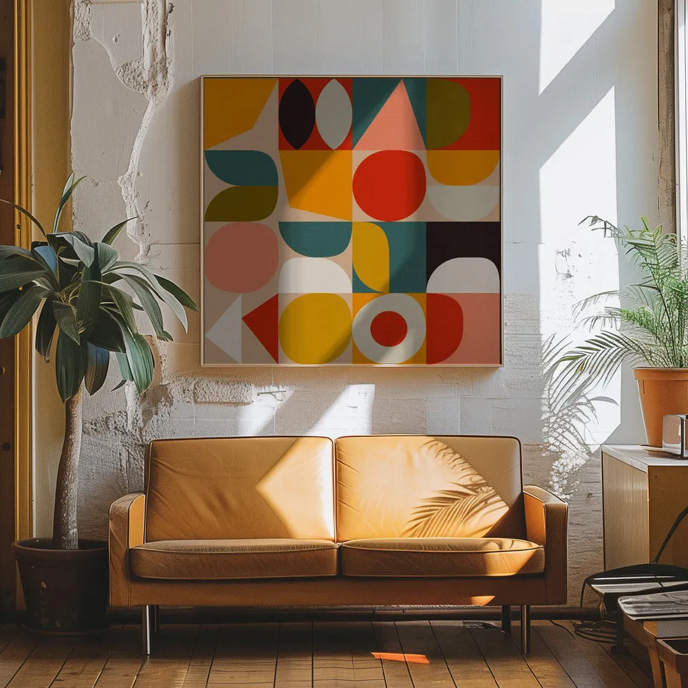 Bauhaus Modern Bold - Square Stretched Canvas, Poster or Fine Art Print