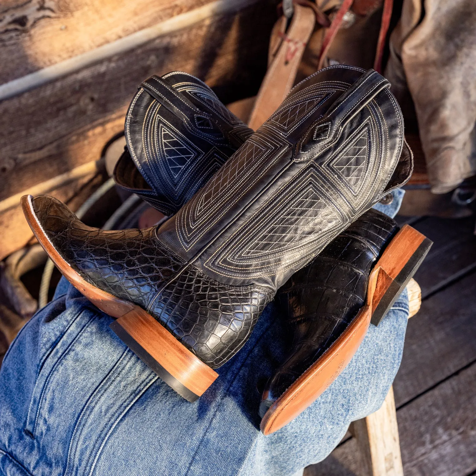 Black Falls Alligator Cowboy Boot