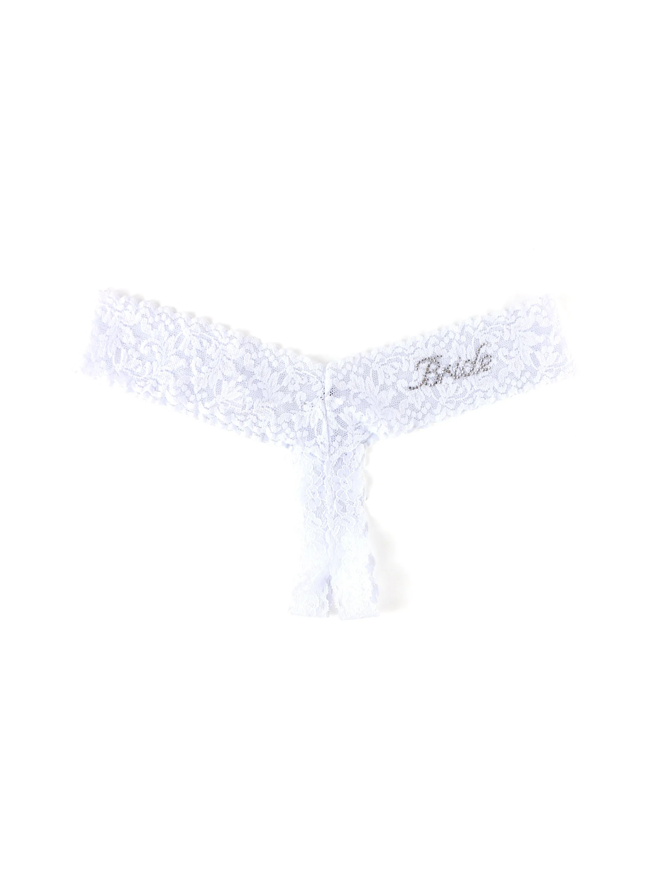 Bride Crystal Crotchless Thong White