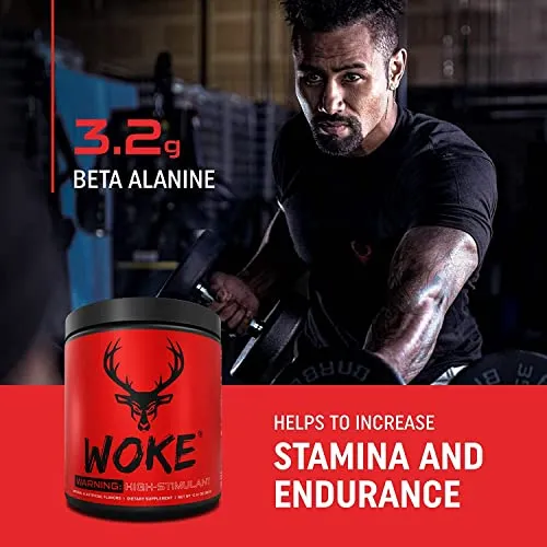 Bucked Up - Woke - HIGH STIM Pre Workout - Best Tasting - Focus Nootropic, Pump, Strength and Growth, 30 Servings (Strawberry Kiwi)