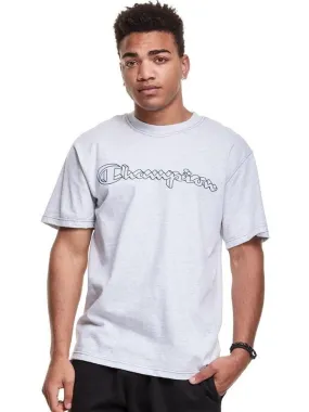 Champion 3-D Hollow Logo Classic Jersey Contrast Stitch Tee Silver Grey GT58H 2UC 586320