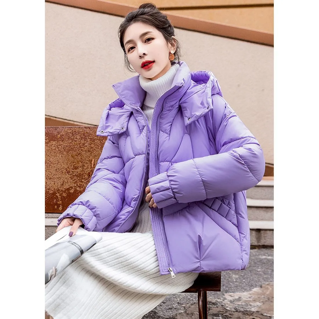 Cropped Windproof Thickened Puffer Jacket