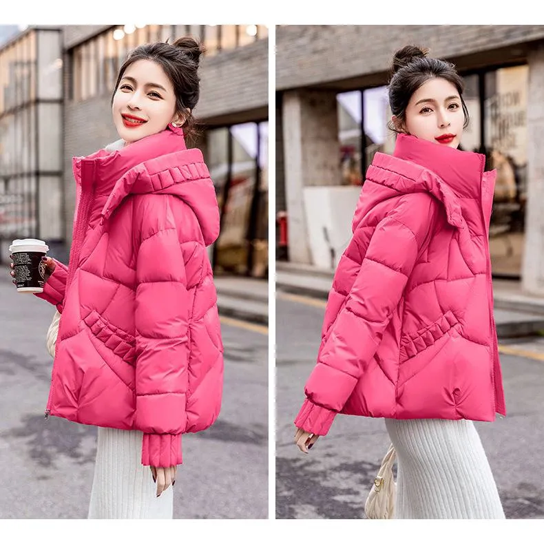 Cropped Windproof Thickened Puffer Jacket