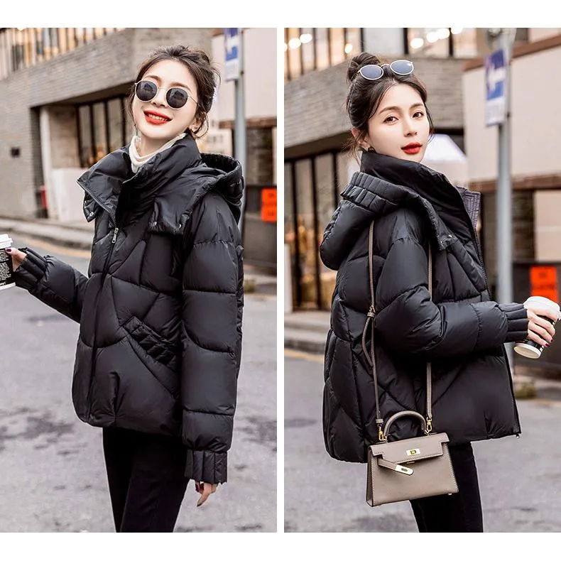 Cropped Windproof Thickened Puffer Jacket