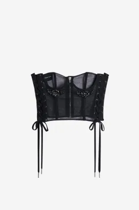 Embellished Short Lace Up Corset