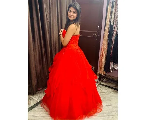 G230, Red Tub Top Ball Gown, Size (XS-30 to XL-40)