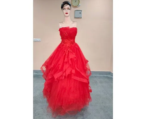 G230, Red Tub Top Ball Gown, Size (XS-30 to XL-40)