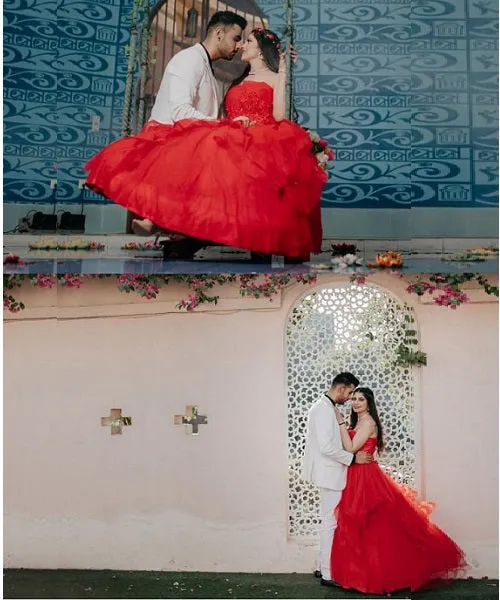 G230, Red Tub Top Ball Gown, Size (XS-30 to XL-40)