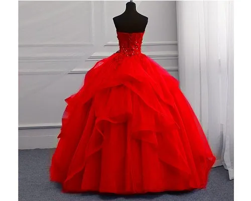 G230, Red Tub Top Ball Gown, Size (XS-30 to XL-40)