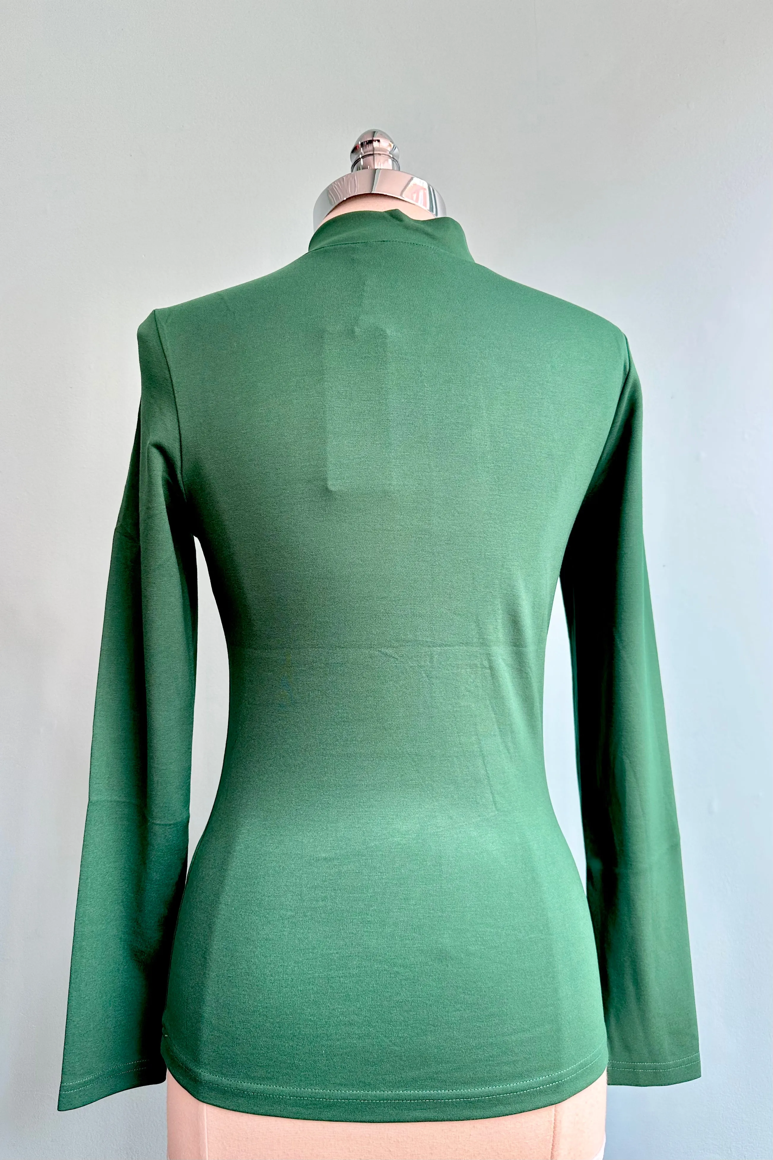 Green Tie Neck Jersey Top by Voodoo Vixen