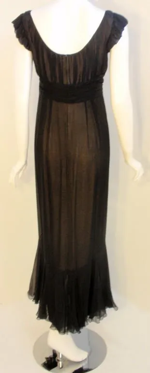 HELEN ROSE 1950s Black Long Chiffon Gown