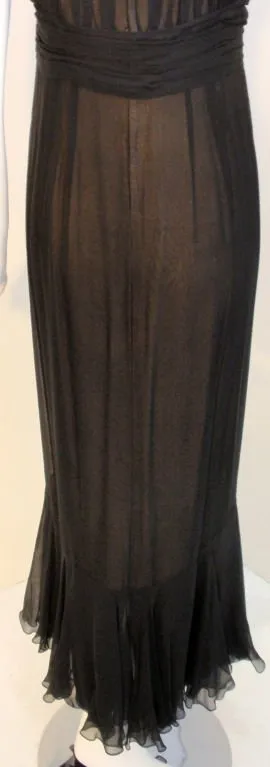 HELEN ROSE 1950s Black Long Chiffon Gown