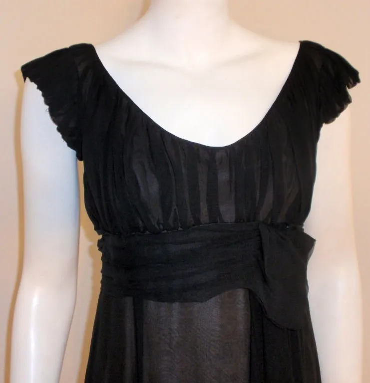 HELEN ROSE 1950s Black Long Chiffon Gown