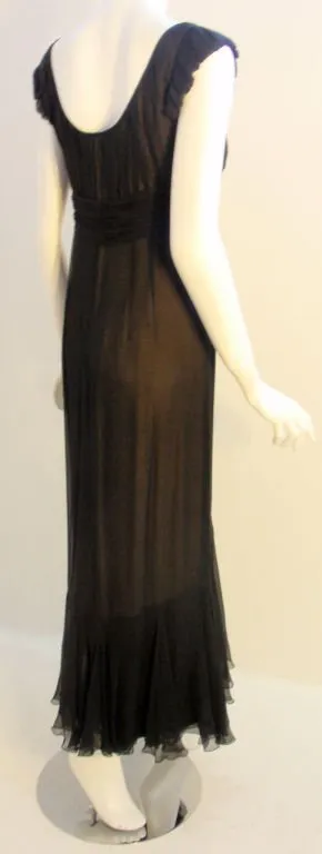 HELEN ROSE 1950s Black Long Chiffon Gown