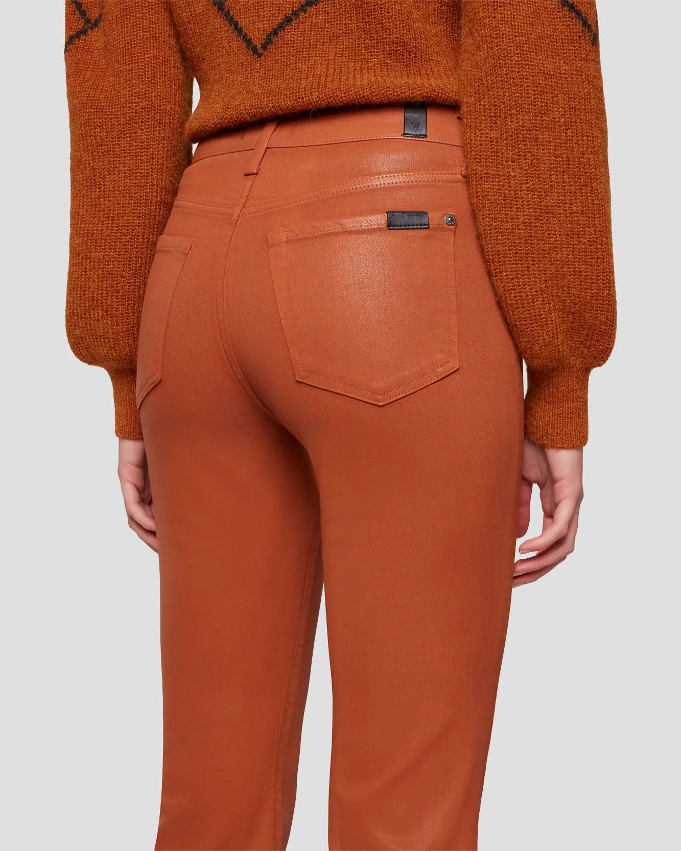 High Waist Slim Kick in Coated Ginger