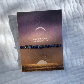 Lapis Lazuli Chip Bracelet Card -  Day or night by your side