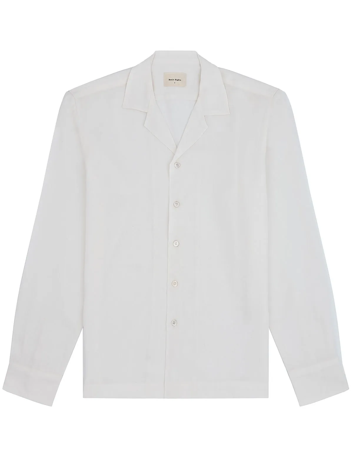 Long Sleeve Camp Collar Shirt - White