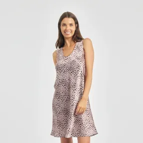 Love & Lustre Mono Silk Short Nightdress LL531 Leopard Print