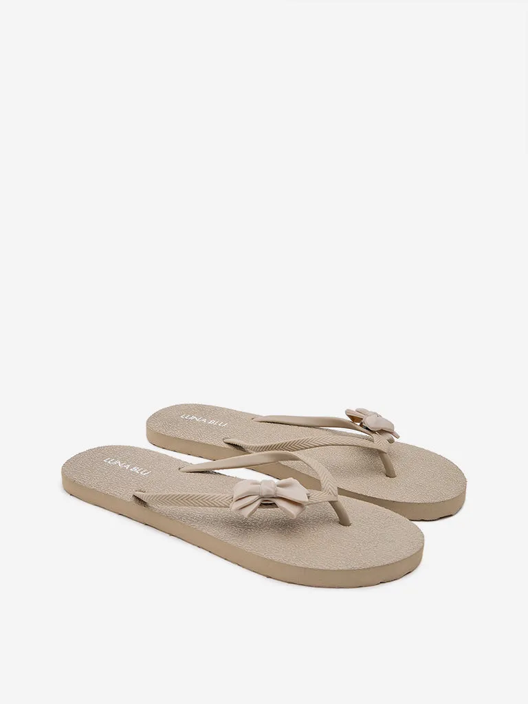 LUNA BLU Beige Bow-Detailed Flip-Flop