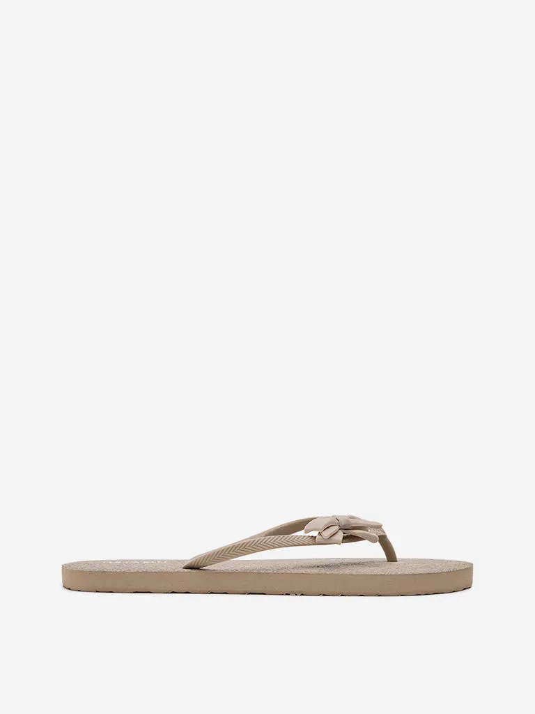 LUNA BLU Beige Bow-Detailed Flip-Flop