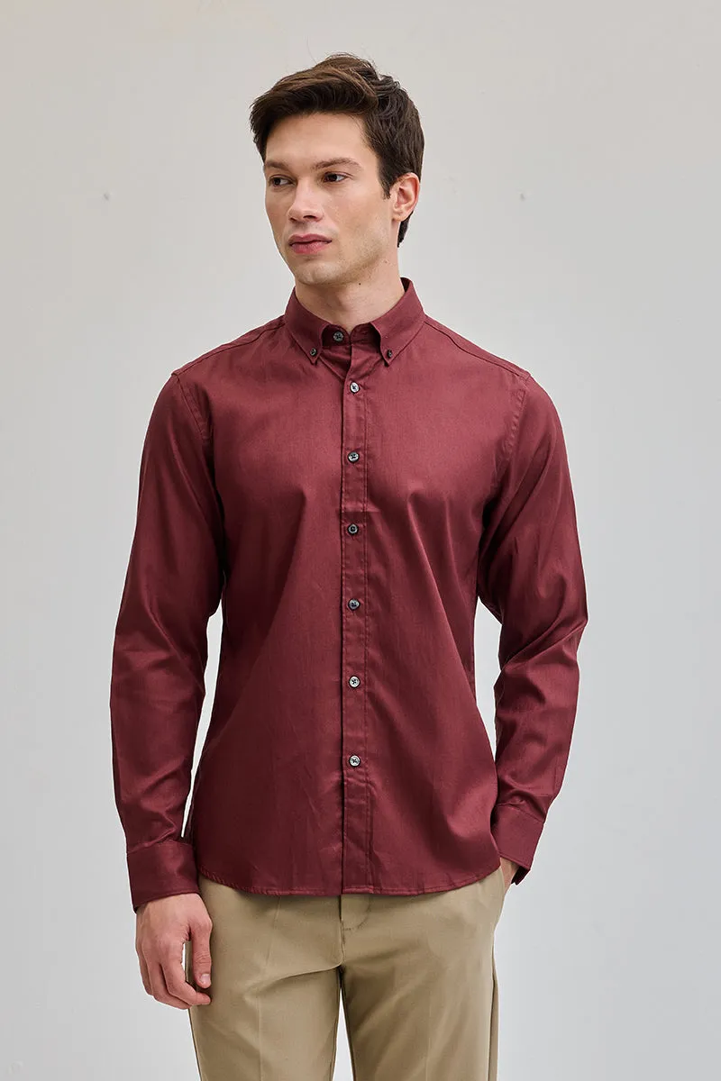 Maroon Solid Oxford Shirt