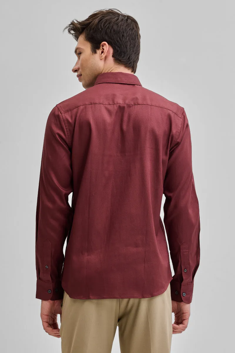 Maroon Solid Oxford Shirt