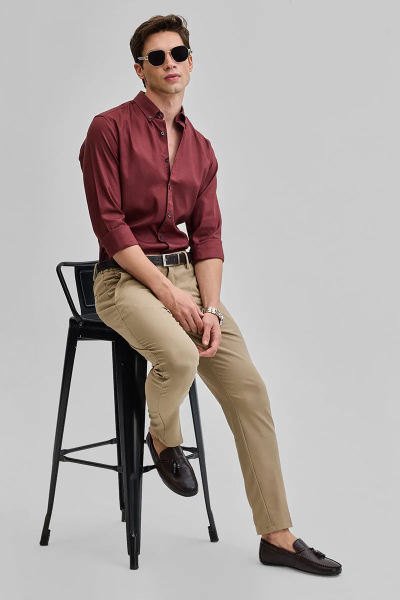 Maroon Solid Oxford Shirt