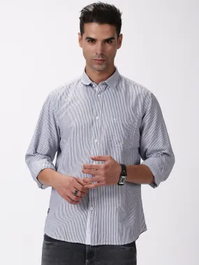 MEN'S BLACK STRIPE SLIM FIT SHIRT