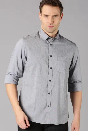 MEN'S GREY SOLID SLIM FIT SHIRT