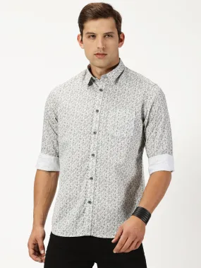 MEN'S LT GREEN PRINT SLIM FIT SHIRT