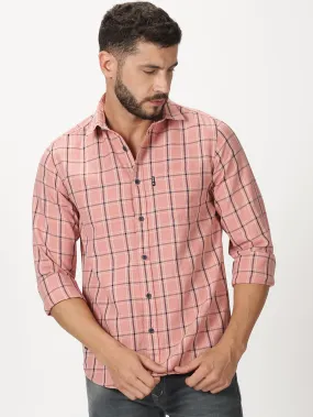 MEN'S PINK CHECKS SLIM FIT SHIRT