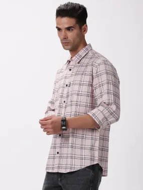 MEN'S PINK CHECKS SLIM FIT SHIRT