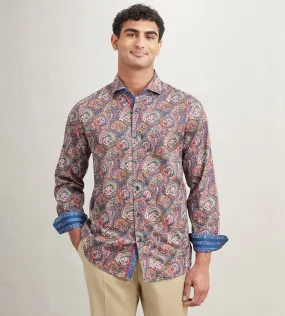 Modern Fit Long Sleeve Printed Sport Shirt