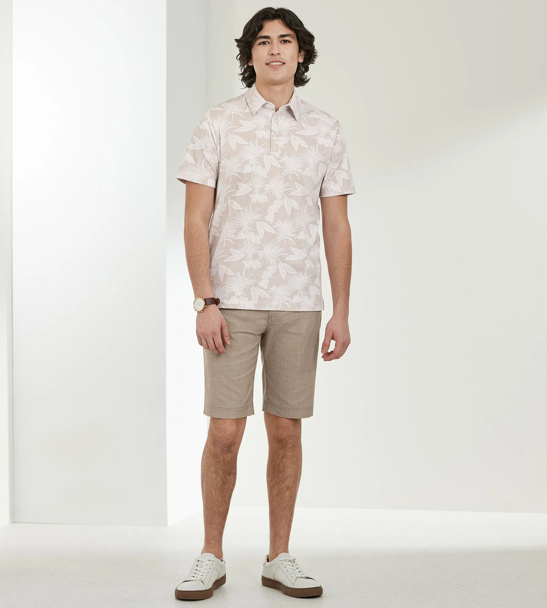 Modern Fit Short Sleeve Printed Cotton Polo