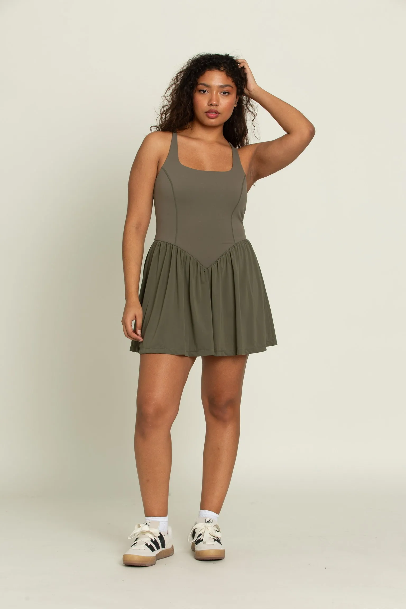 Olive Cross Back Corset Dress