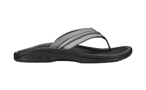 OluKai Mens Hokua Sandals-Sharkskin/Dark Shadow