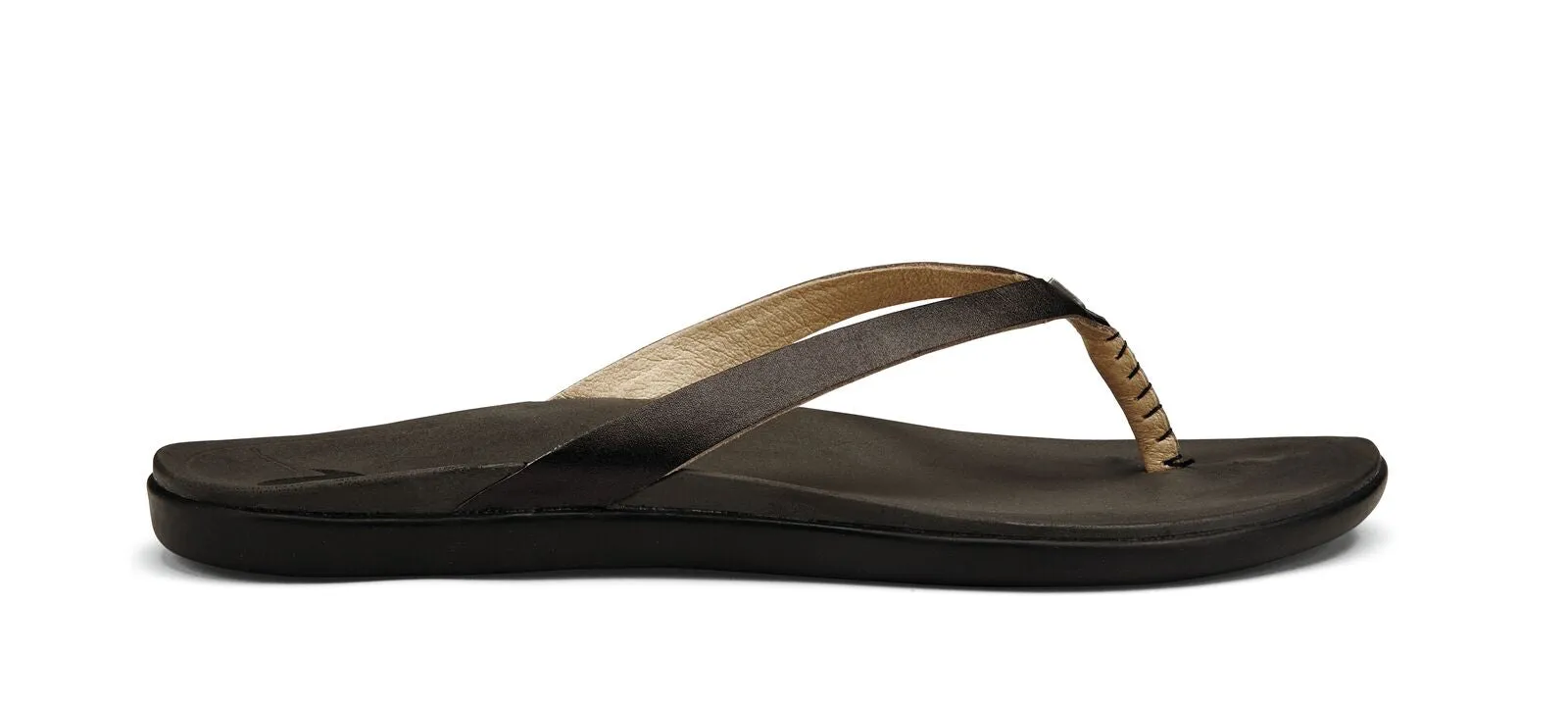 OluKai Womans Ho'Opio Sandals-Onyx/Black