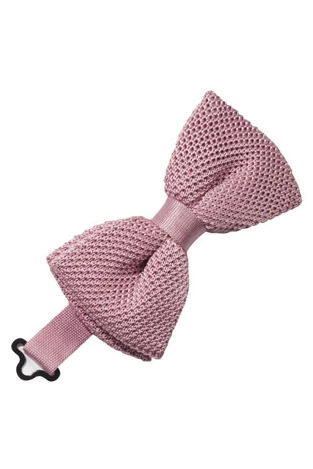 Rose Silk Knit Bow Tie