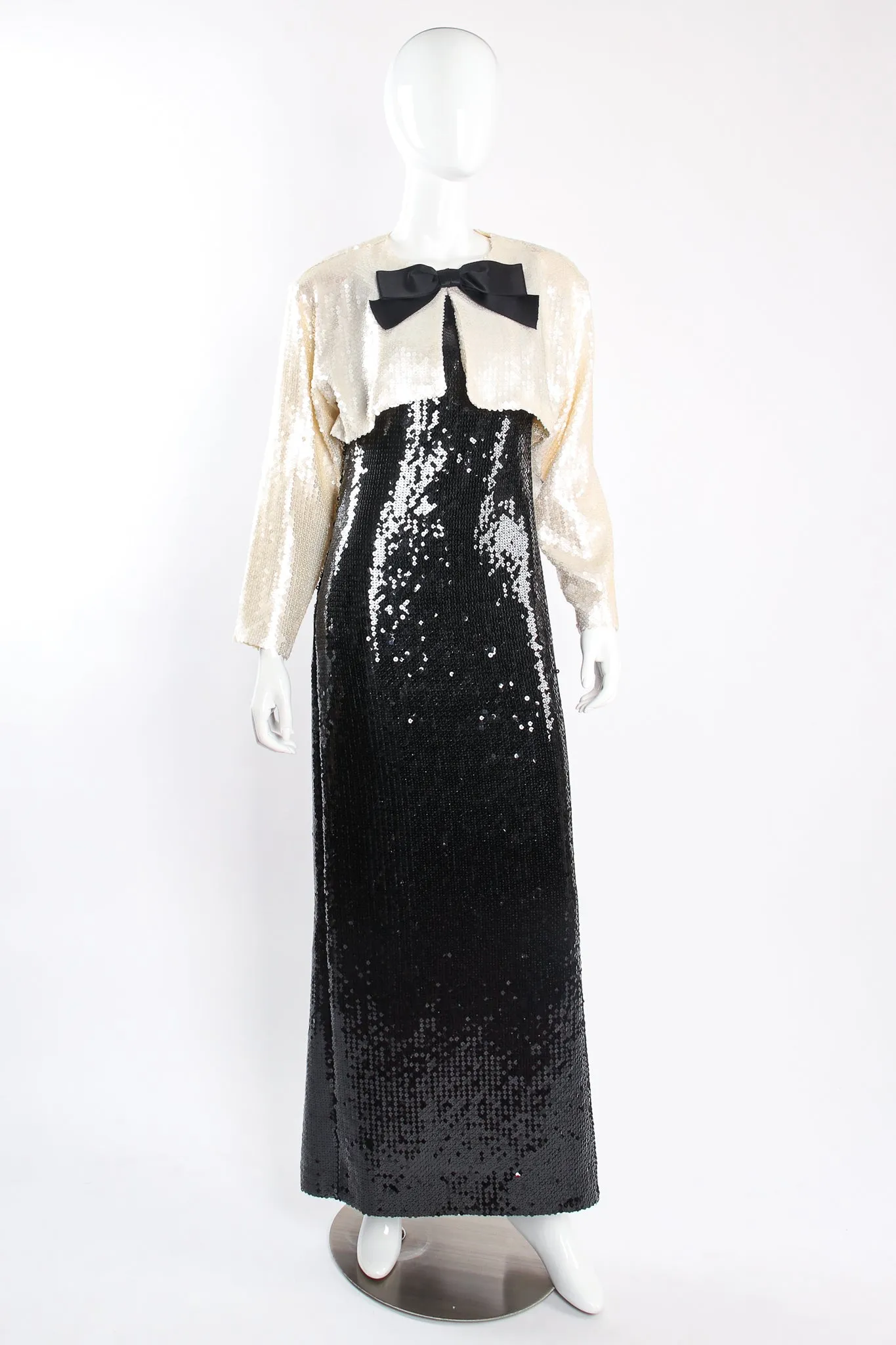 Sequin Black Tie Sheath Gown & Bolero Set