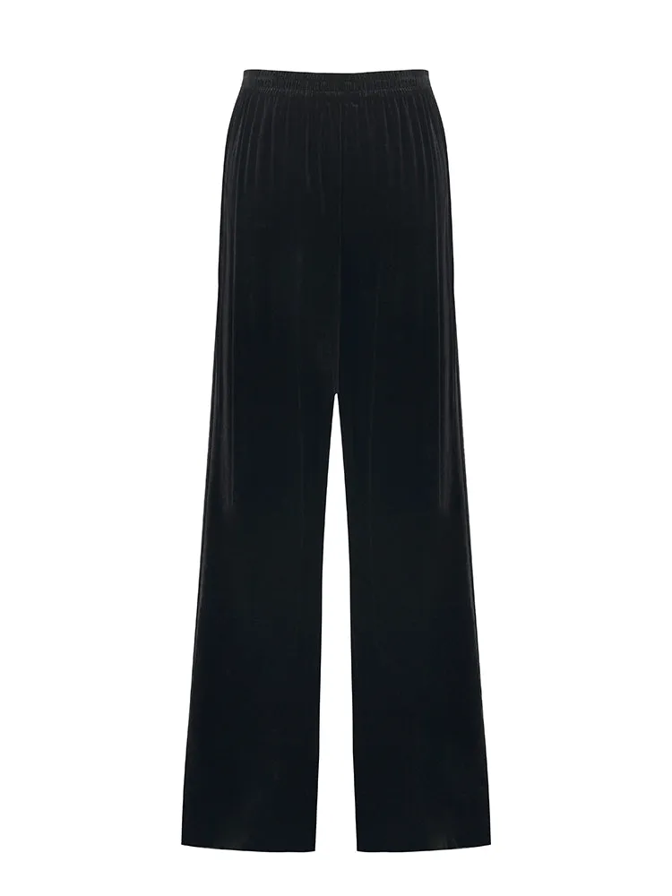 Silk Blend Straight Women Velvet Pants