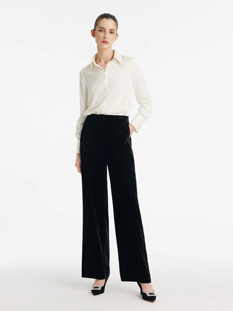 Silk Blend Straight Women Velvet Pants