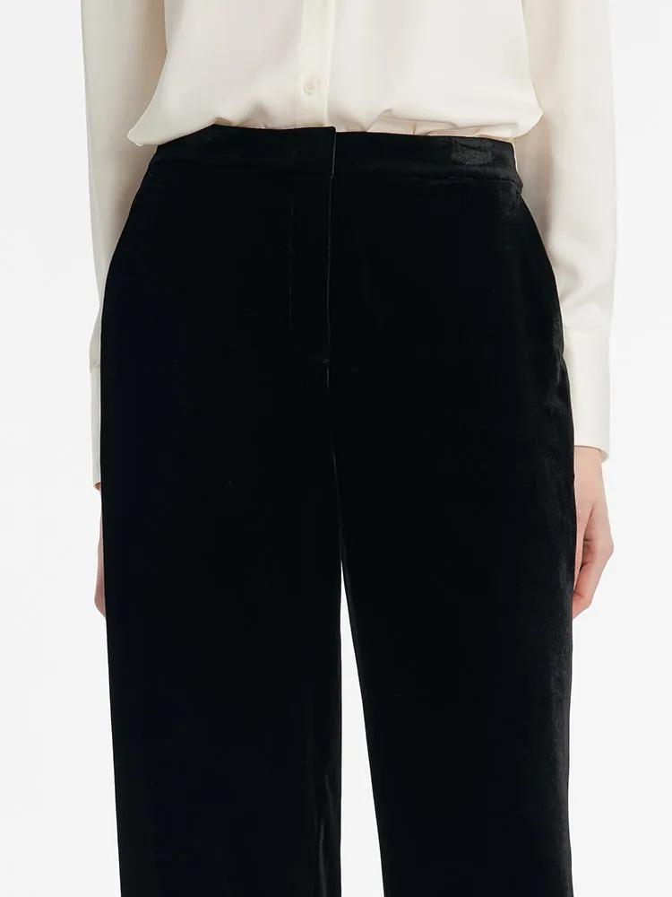 Silk Blend Straight Women Velvet Pants