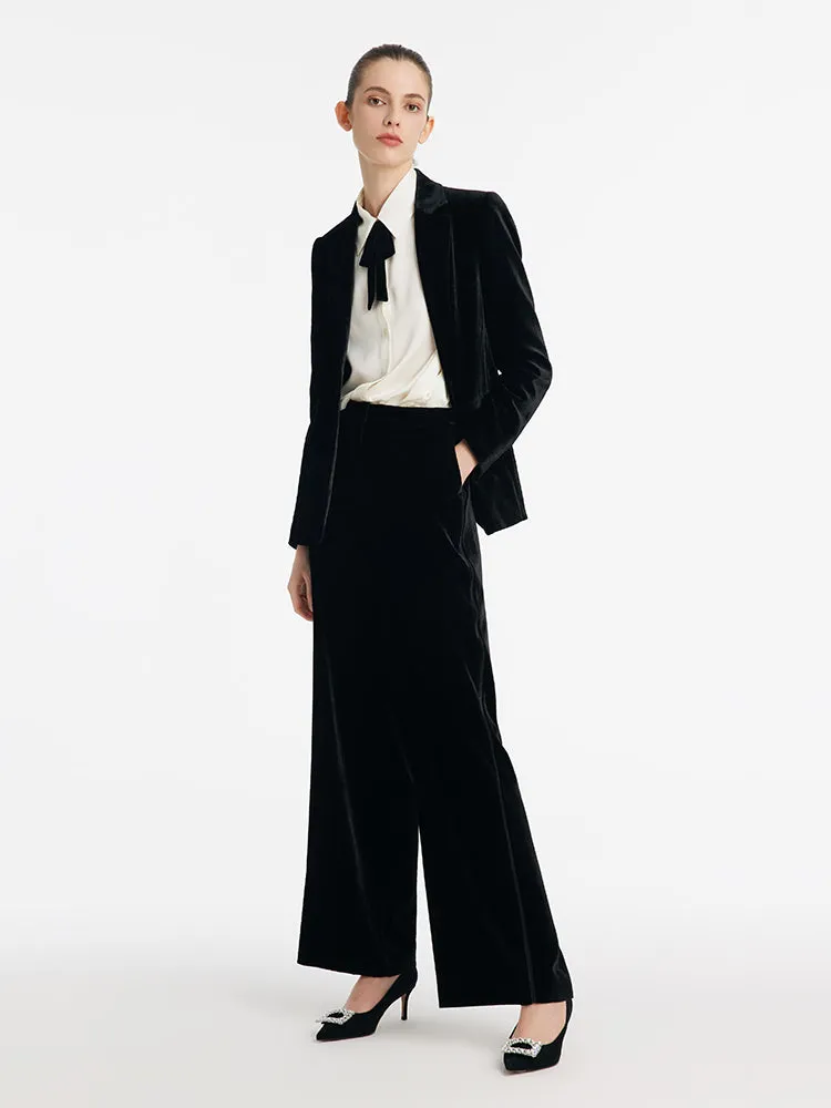 Silk Blend Straight Women Velvet Pants