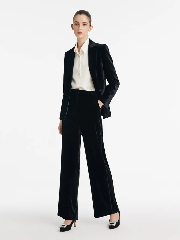 Silk Blend Straight Women Velvet Pants