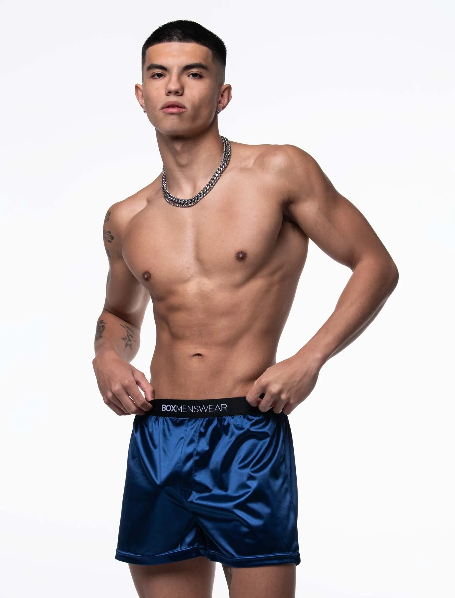 Silk Decline Boxer Shorts - Splendour Navy