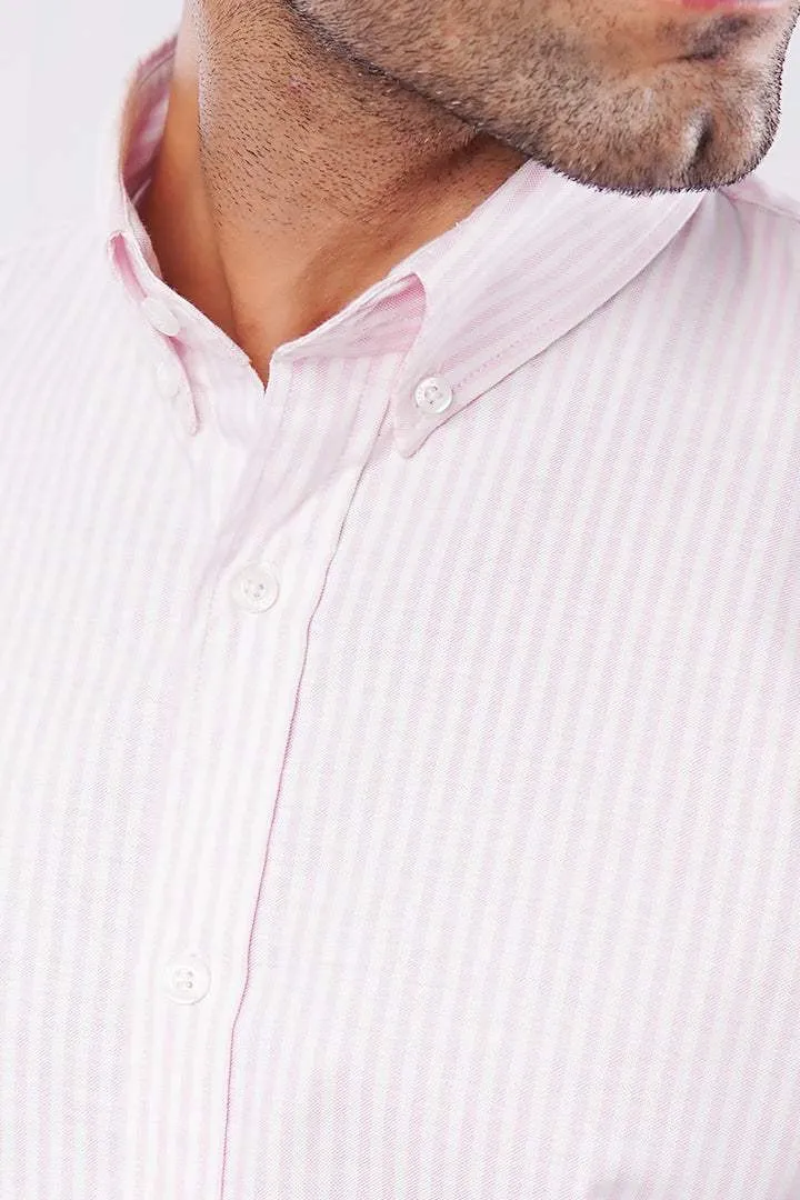 Striped Oxford Shirt - Pink & White